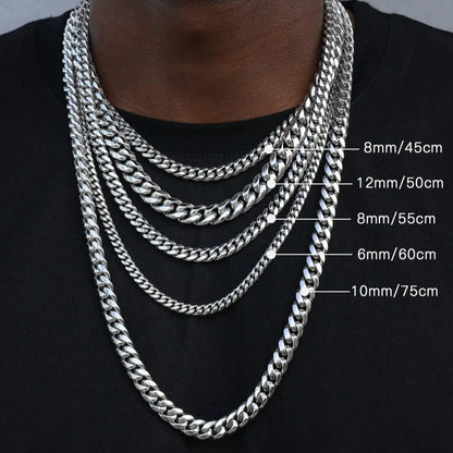 Cuban Chain Necklace in White Gold