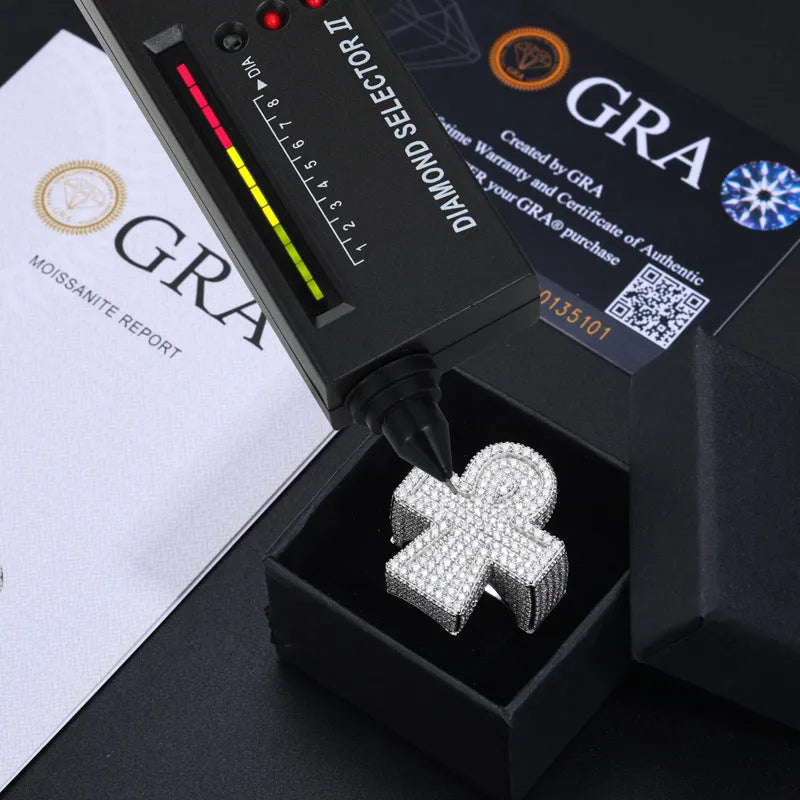 S925 VVS Moissanite Full Ice Cross Ring