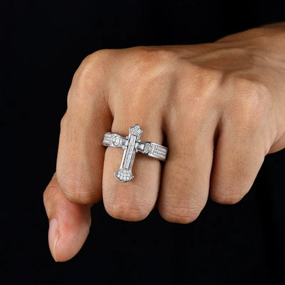 S925 VVS Moissanite ice Cross T Shape Ring