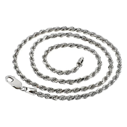 S925 Rope Chain White Gold - 1.7mm/2mm/3.3mm