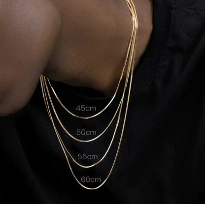 Snake Bone Chain Necklace in 24K Gold - 2mm