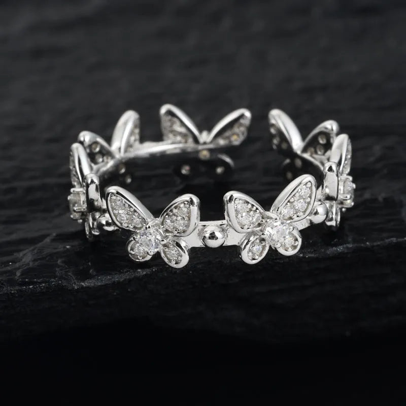 S925 VVS Moissanite Butterfly Open Ring