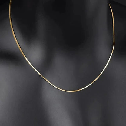 Snake Bone Chain Necklace in 24K Gold - 2mm