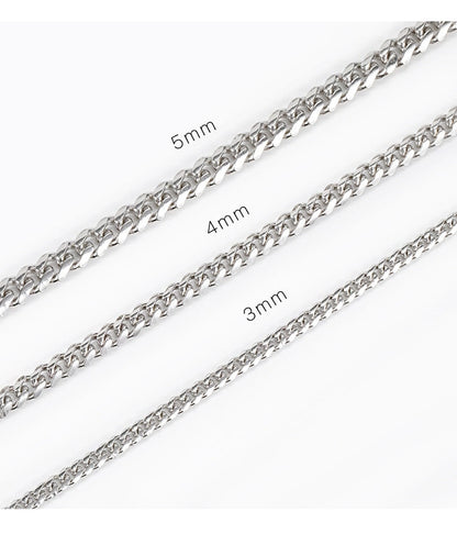 S925  Cuban Chain Necklace in White Gold - 3mm/4mm/5mm