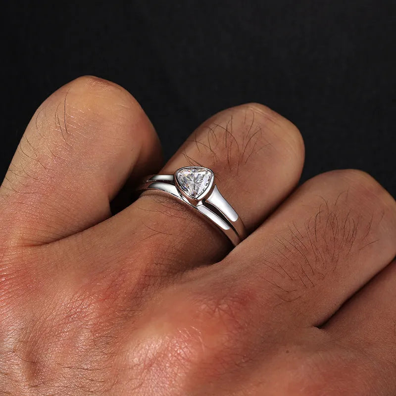 S925 VVS Moissanite Open Triangle Ring