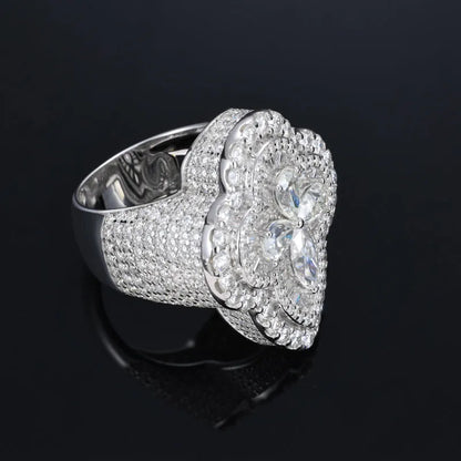 S925 VVS Moissanite Flower Shape  Ring