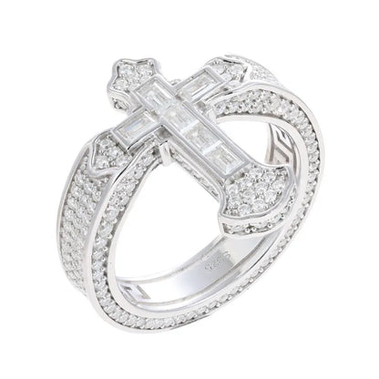 S925 VVS Moissanite ice Cross T Shape Ring