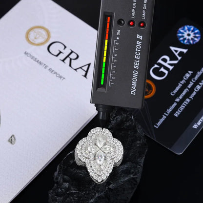 S925 VVS Moissanite Flower Shape  Ring