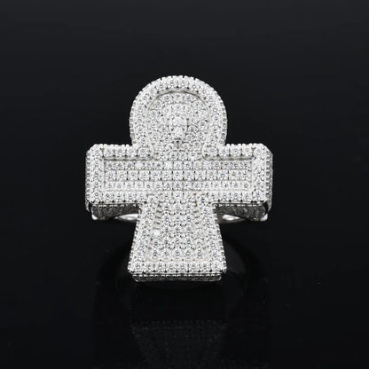 S925 VVS Moissanite Full Ice Cross Ring