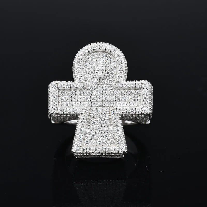 S925 VVS Moissanite Full Ice Cross Ring