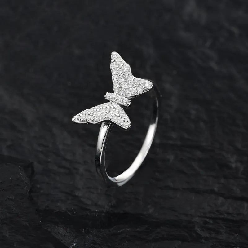 S925 VVS Moissanite Butterfly Ring