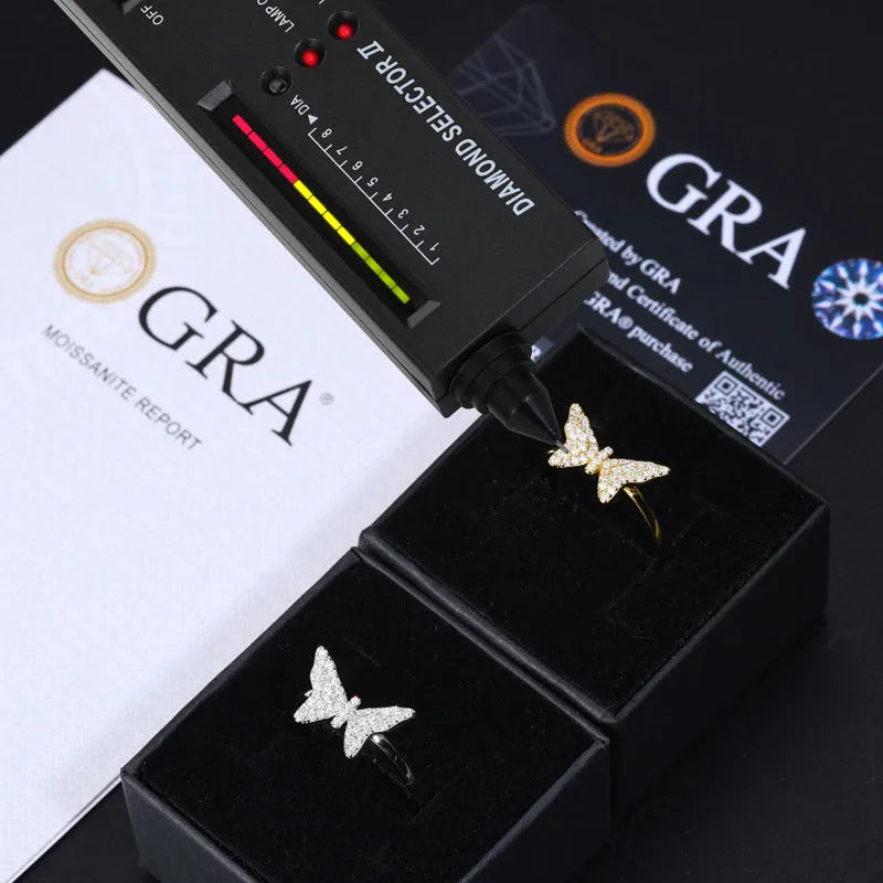 S925 VVS Moissanite Butterfly Ring