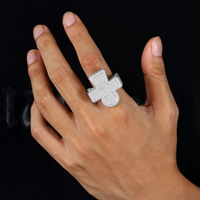 S925 VVS Moissanite Full Ice Cross Ring