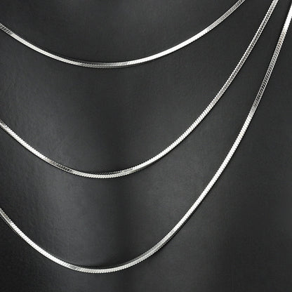 Sterling Silver Snake Bone Chain in White Gold - 1.5mm