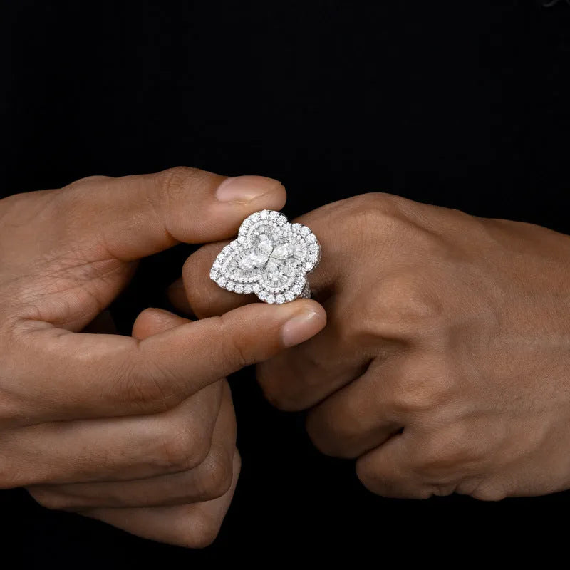 S925 VVS Moissanite Flower Shape  Ring