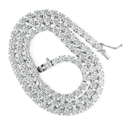 S925 Tennis Necklace in White Gold - 3mm/4mm/5mm