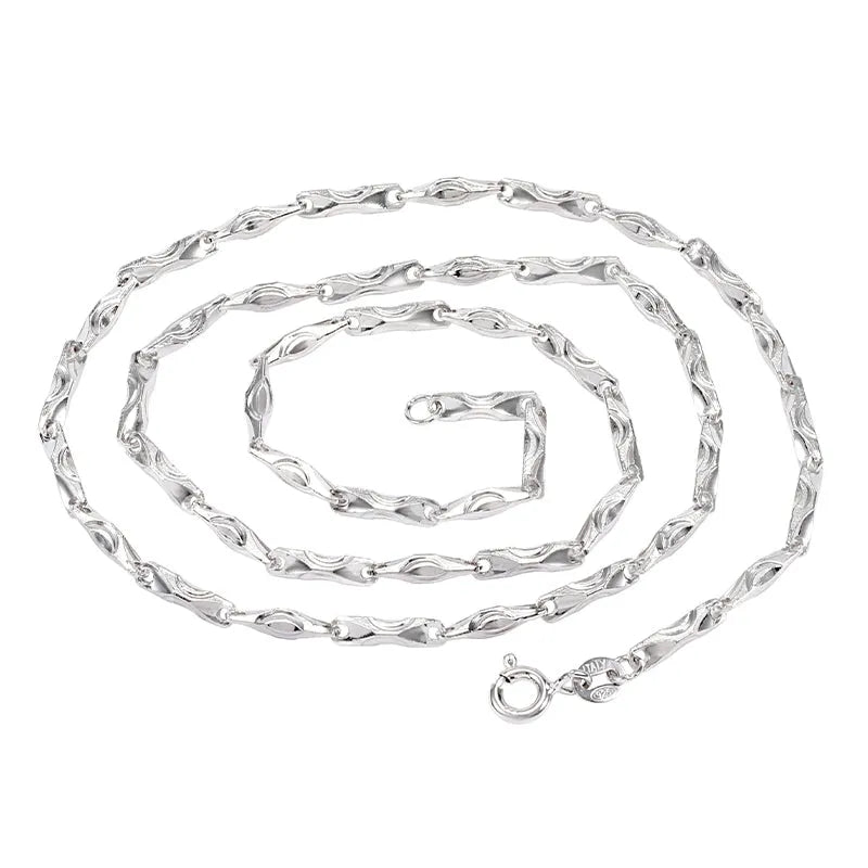 S925 Sterling Silver  Necklace in White Gold
