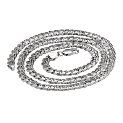 S925  Cuban Chain Necklace in White Gold - 3mm/4mm/5mm