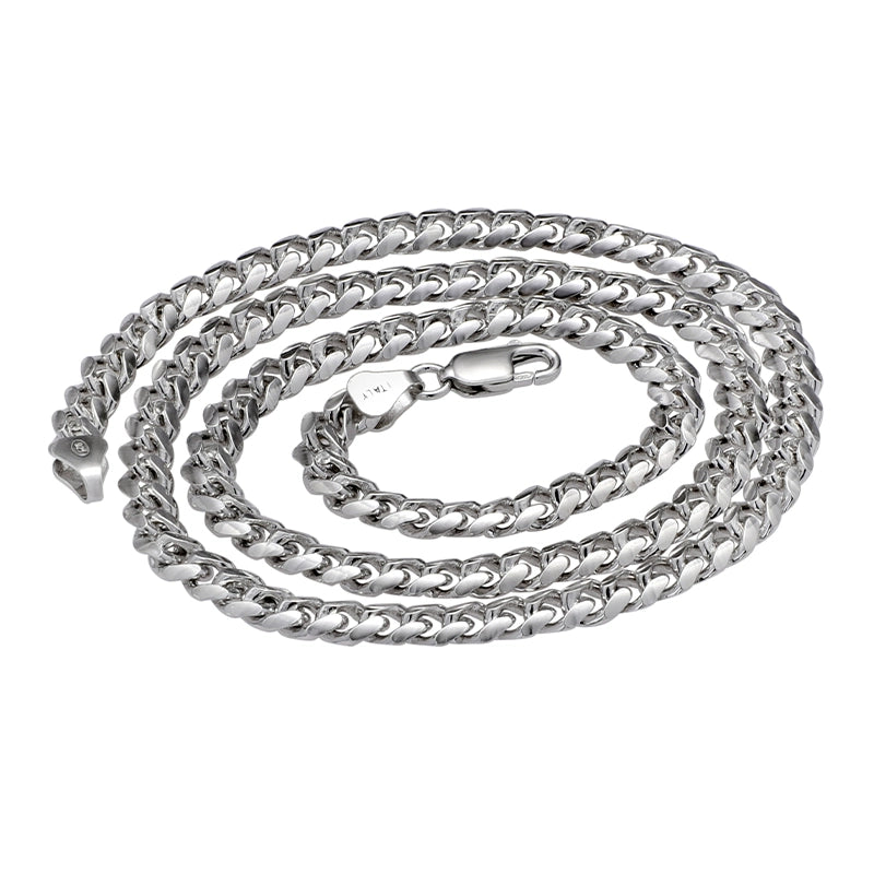 S925  Cuban Chain Necklace in White Gold - 3mm/4mm/5mm