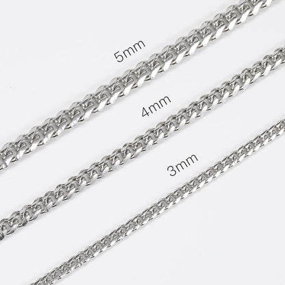 S925  Cuban Chain Necklace in White Gold - 3mm/4mm/5mm