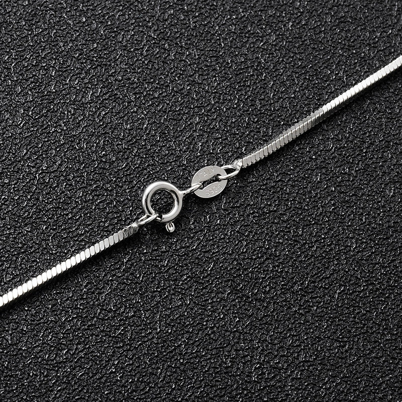 Sterling Silver Snake Bone Chain in White Gold - 1.5mm