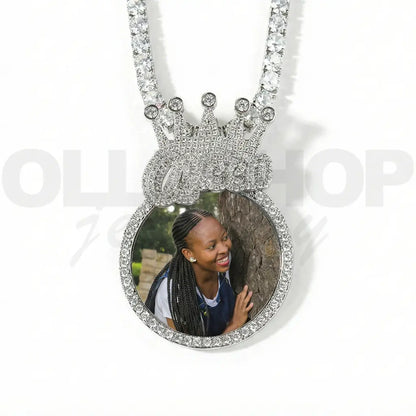Personalized Crown Photo Pendant Necklace