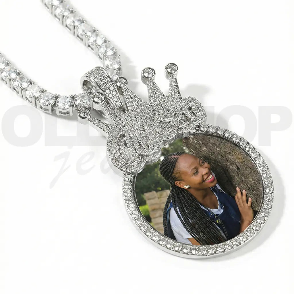 Personalized Crown Photo Pendant Necklace