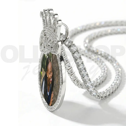 Personalized Crown Photo Pendant Necklace