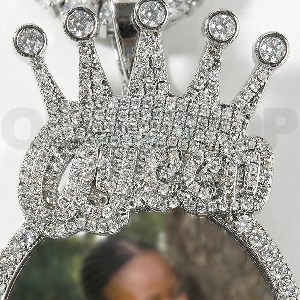 Personalized Crown Photo Pendant Necklace
