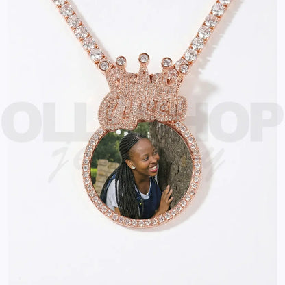Personalized Crown Photo Pendant Necklace