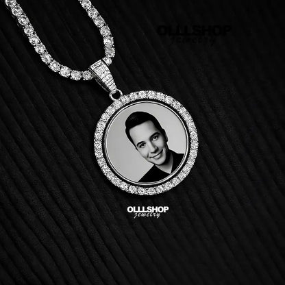 Personalized Dual-Image Rotating Pendant – 42mm Round Design