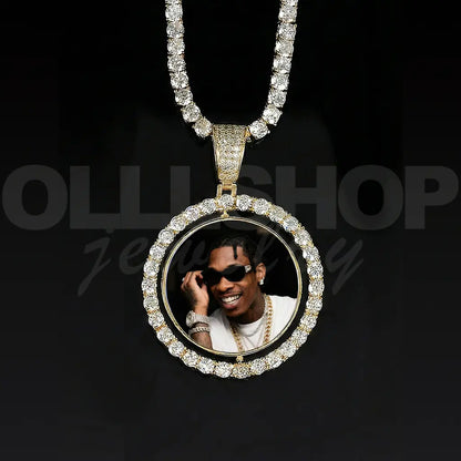 Personalized Dual-Image Rotating Pendant – 42mm Round Design