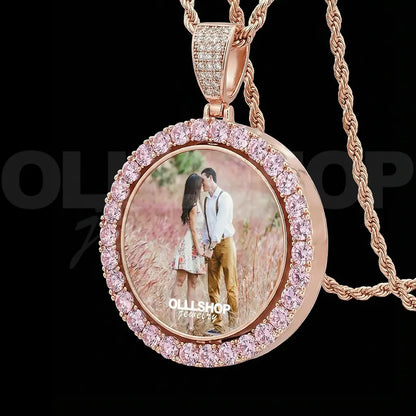 Personalized Dual-Image Rotating Pendant – 42mm Round Design