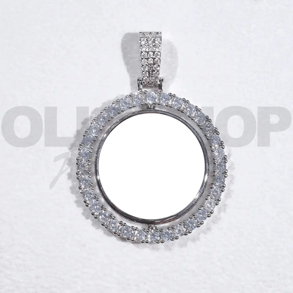 Personalized Dual-Image Rotating Pendant – 42mm Round Design