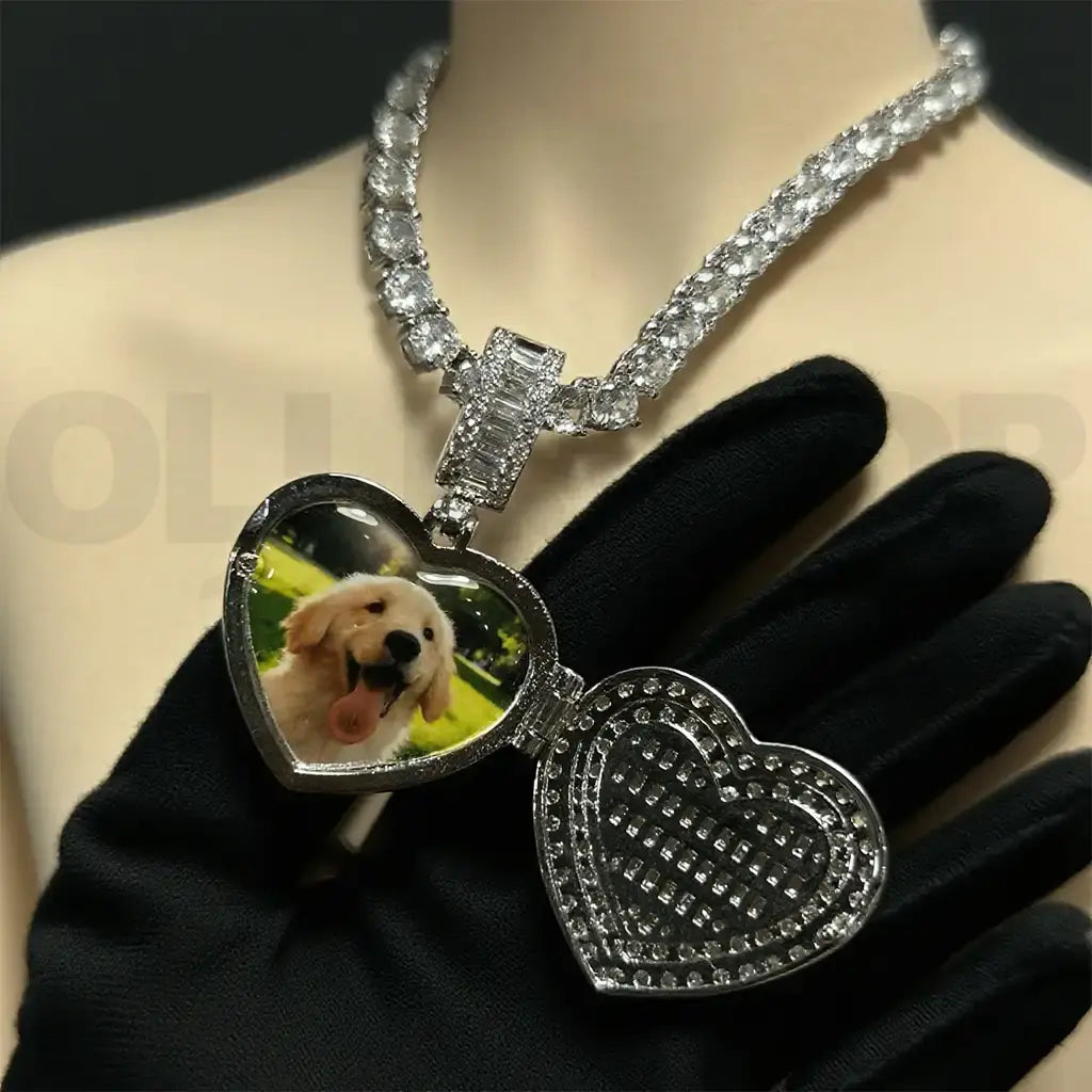 Personalized Heart Photo Pendant with Hinged Design