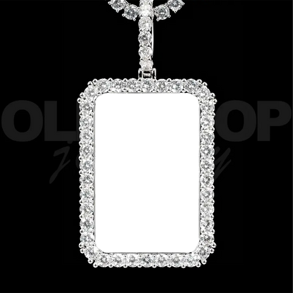 Personalized Rectangular Photo Pendant with Iced Frame