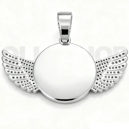 Personalized Winged Round Photo Pendant