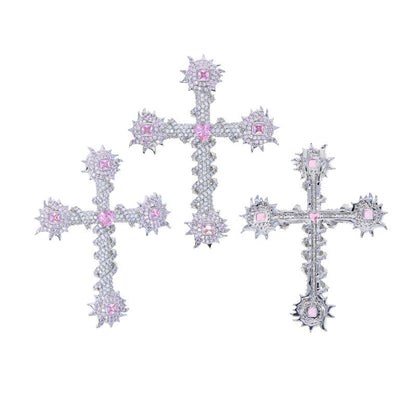 Pink Heart Cross Pendant