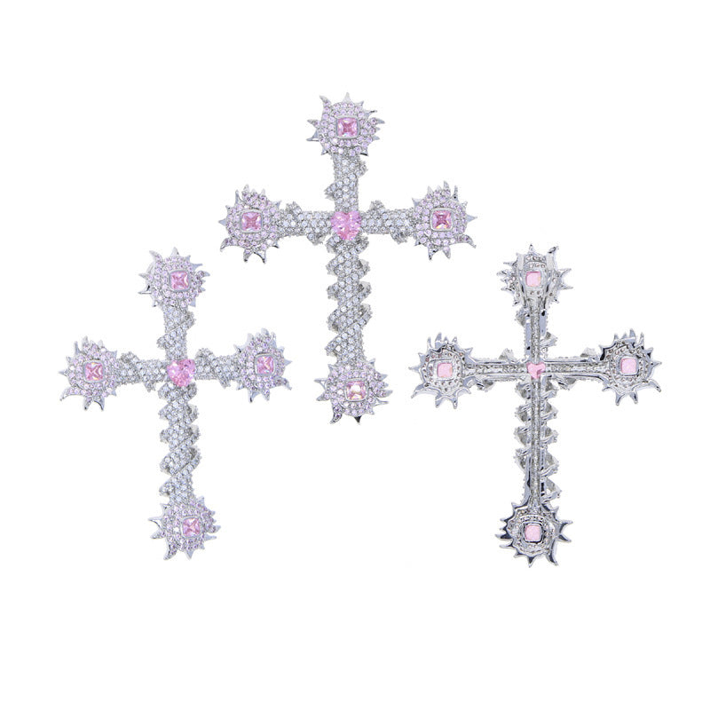 Pink Heart Cross Pendant