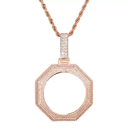 Rose Gold Custom Photo Bagua Pendant - 42mm
