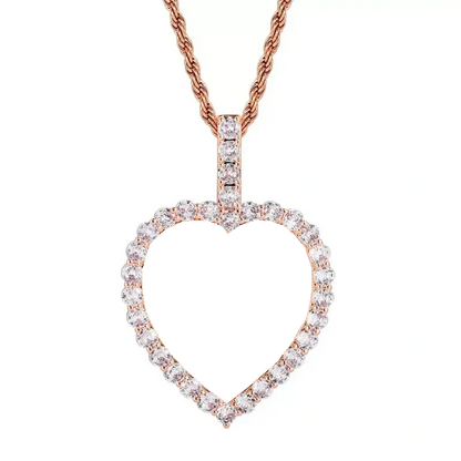 Rose Gold Custom Photo Micro-Inlaid Heart Pendant - 40mm