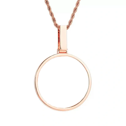 Rose Gold Custom Photo Polished Round Pendant - 45mm