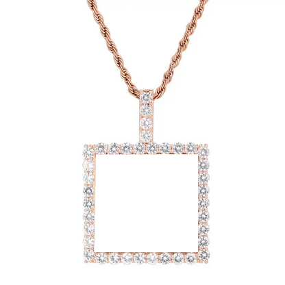 Rose Gold Custom Photo Square Pendant - 40mm