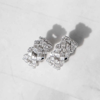 S925 Baguette Cuban Ring In White Gold