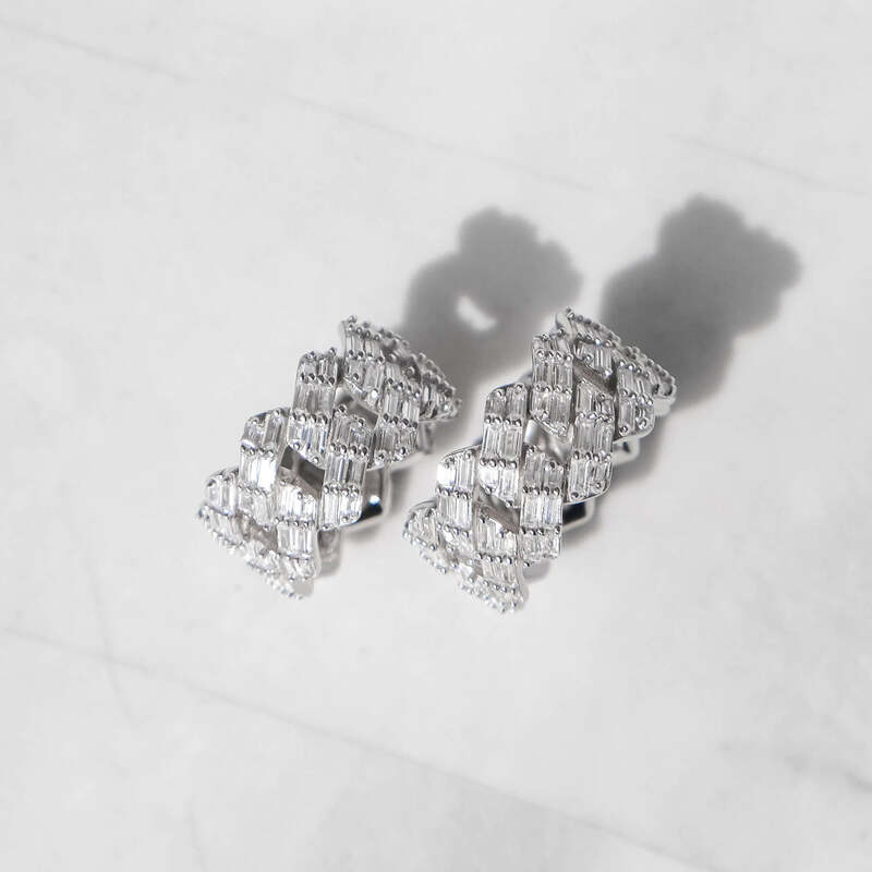 S925 Baguette Cuban Ring In White Gold