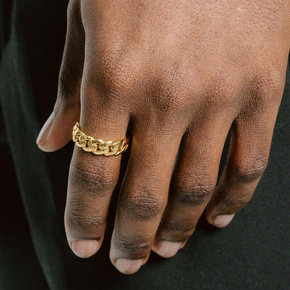 S925 Cuban Link Ring in 18k Gold - 7mm