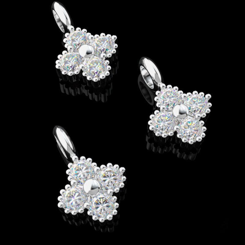 S925 Moissanite Four-Leaf Clover Pendant
