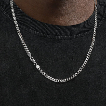925 Sterling Silver 3MM Cuban Chain Necklace Men Hip Hop Hundred Silver Men's Collarbone Necklace