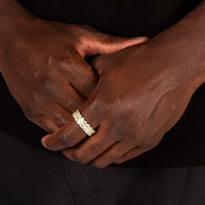S925 Double Tennis Ring In 18k Gold - 7mm