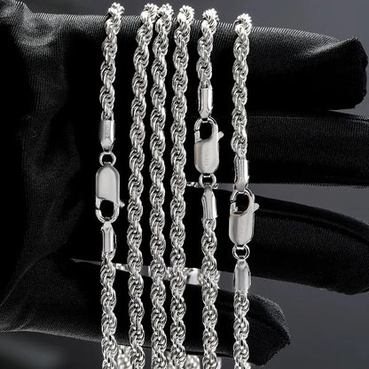 S925 Rope Chain White Gold - 1.7mm/2mm/3.3mm
